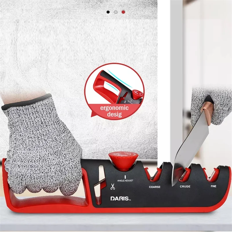 Knife Sharpener 5 in 1 Adjustable Angle Kitchen Grinding Machine Professional Knife Scissors Sharpening Tools with cut resistant