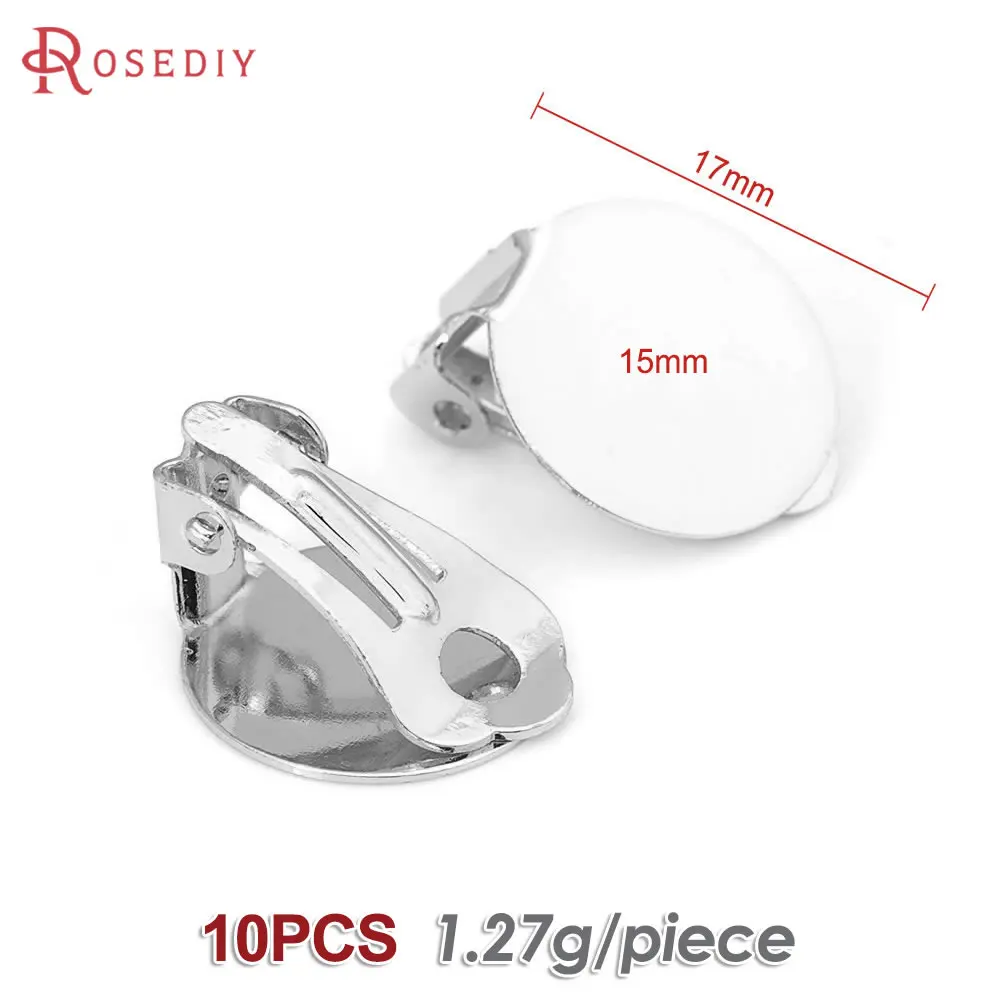 18K Goud Kleur Platte Maat 9MM 10MM 12MM 15MM 16MM 18MM Messing Platte Stok oorbellen Clip Diy Sieraden Maken Oorbellen Accessoires