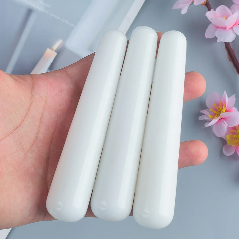 Face Massage Stick White Jade Mineral Natural Stone Body Eye Acupuncture Pen Skin Care Gua Sha Tool Detox Lifting Yoni Wand