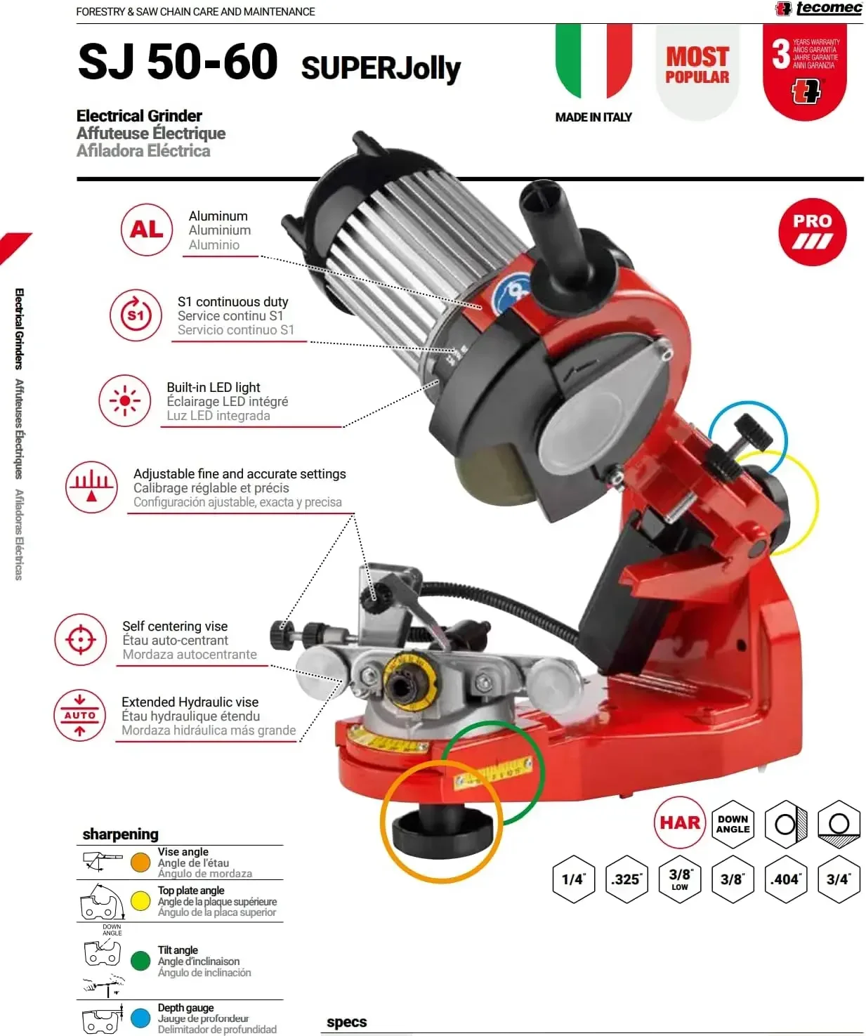 Super Jolly Bench Mounted Chain Grinder (120V) with Hydraulic Clamp 115