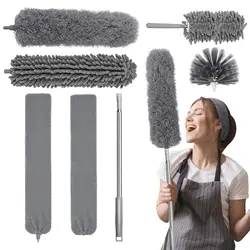 2.5m Extendable Cleaning Duster Ceiling Feather Plumage Sofa Car Dust Cleaner Floor Gap Bendable Brush Home Household Tools