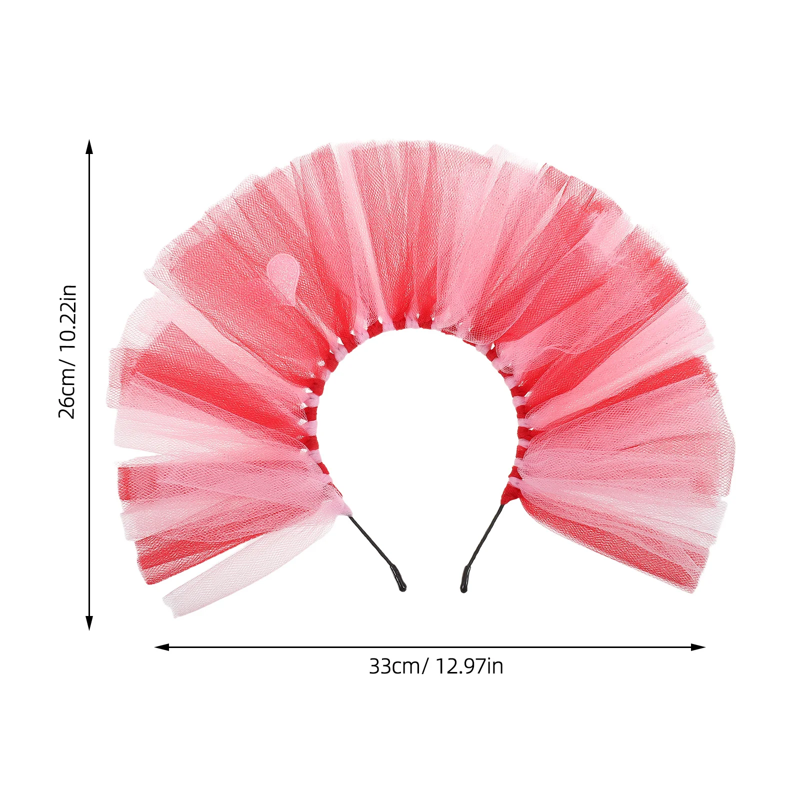 عصابة رأس شبكية على شكل قلب لعيد الحب، عصابة رأس رومانسية خفيفة الوزن من التول، ملحقات حفلات المهرجانات، زينة شعر على شكل قلب الحب