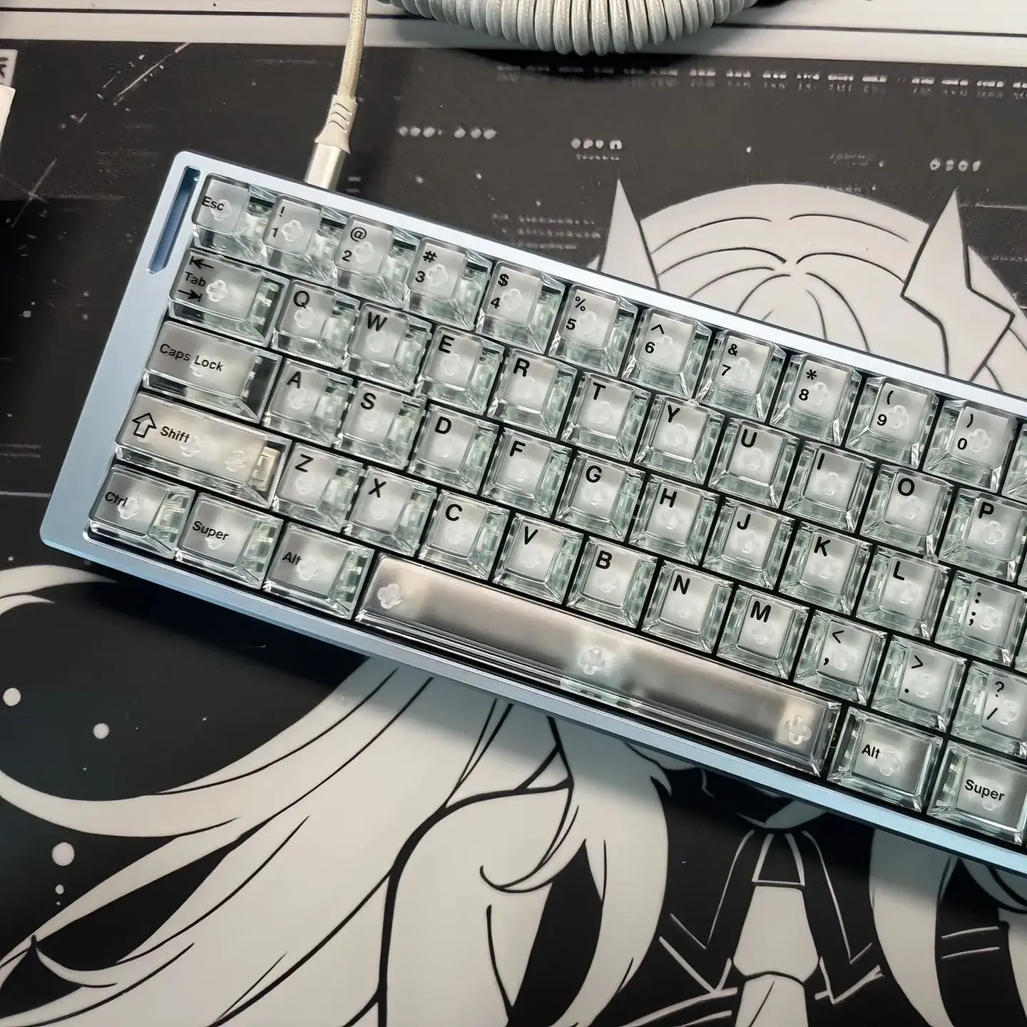 Fog Transparent Engraved Keycaps PC Transparent Top Matte Cherry Highly Transparent Mechanical Keys 61 68 75 87 98 104 108 Keys