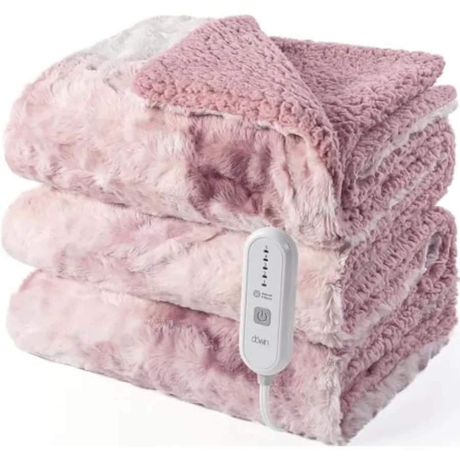 

Электрическое одеяло с подогревом, розовое, 183x213 см, из мягкого искусственного меха, с эффектом тай-дай, 5 уровней нагрева и 10 часов автономной работы