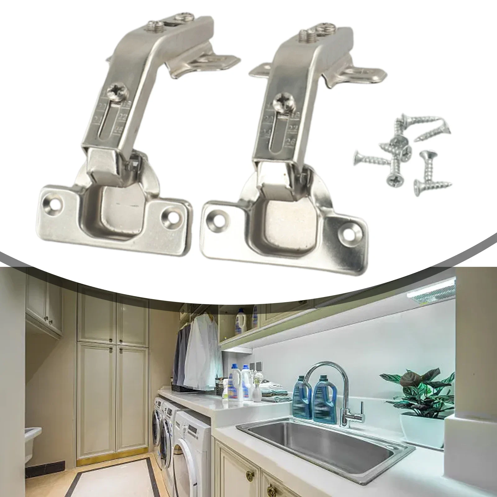 2PCS Full Overlay Hinges 135 Degree Plate Screws Set For Closet Doors Closets Corner Kitchen Cabinet Door Hinges Combination
