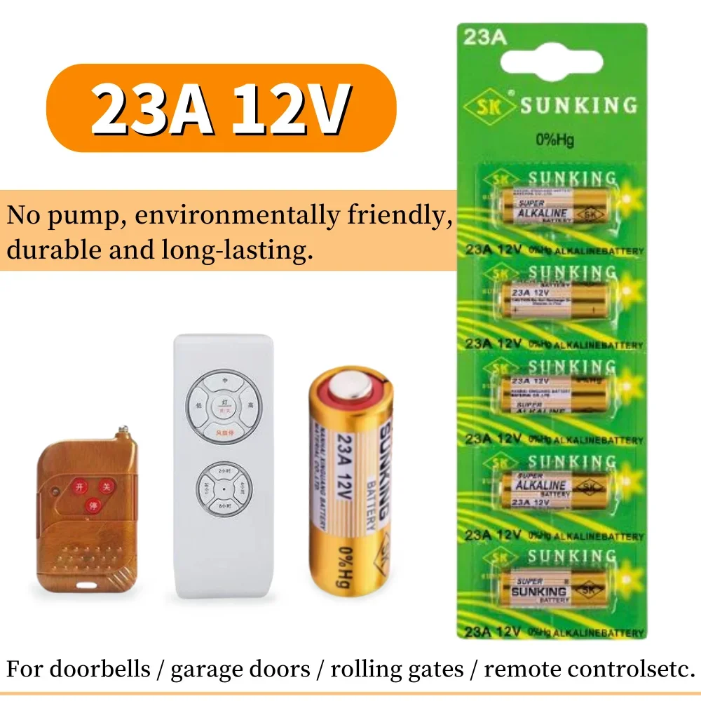 5PCS/1Card 23A 12V Alkaline Battery Used for doorbells, remote controls, anti-theft devices, alarms Disposable battery replace