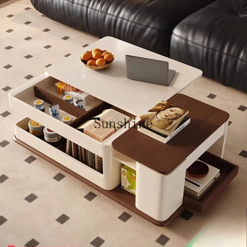 Retro style living room trolley lifting movable multi-functional storage small table