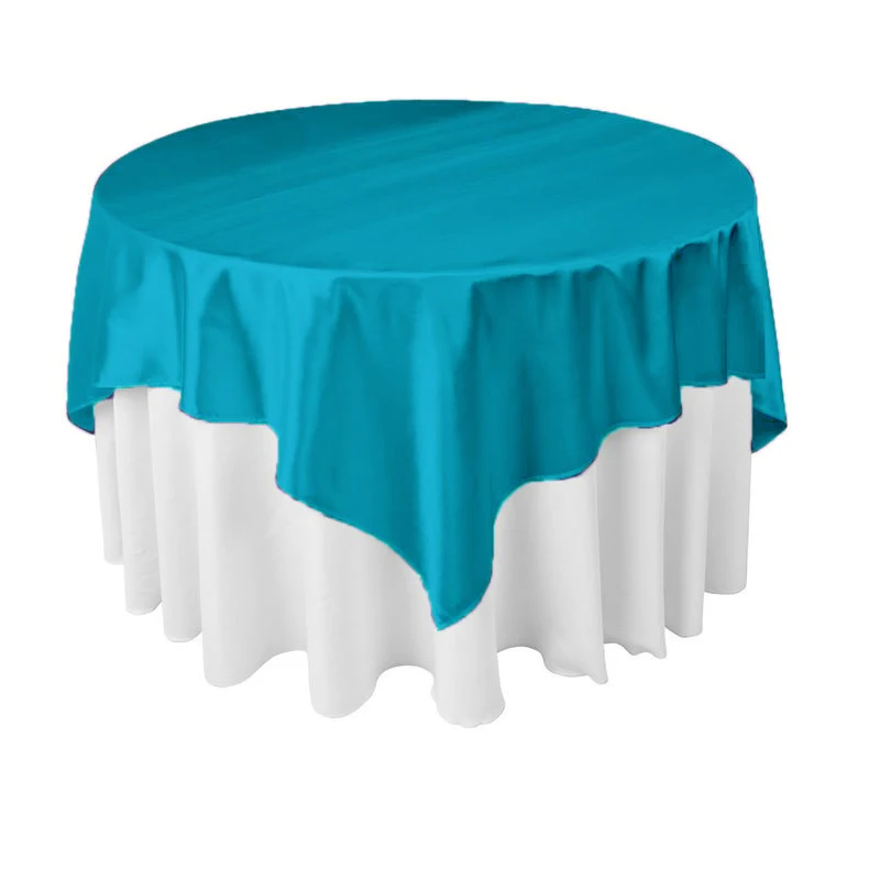 Square Satin Overlay Tablecloth Wedding Washable Polyester Fabric Square Table Cloth 90x90“ for Party Dining Banquet Decoration