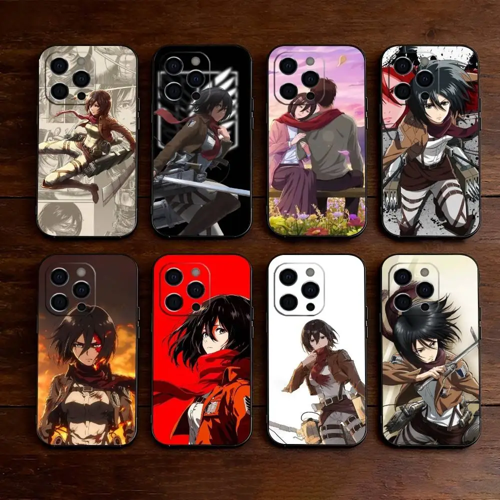 

A-Attack on T-Titan E-Eren M-Mikasas Phone Case For iPhone 17,16,15,14,13,12,11 Plus,Pro Max,XS,Soft Silicone Black Cover
