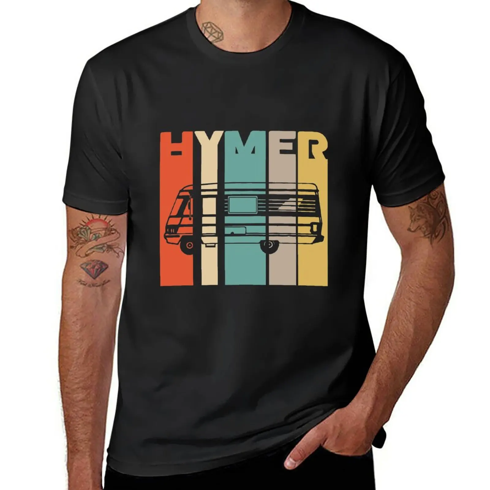 Hymer Colours T-Shirt man clothes summer top plain black t shirts men