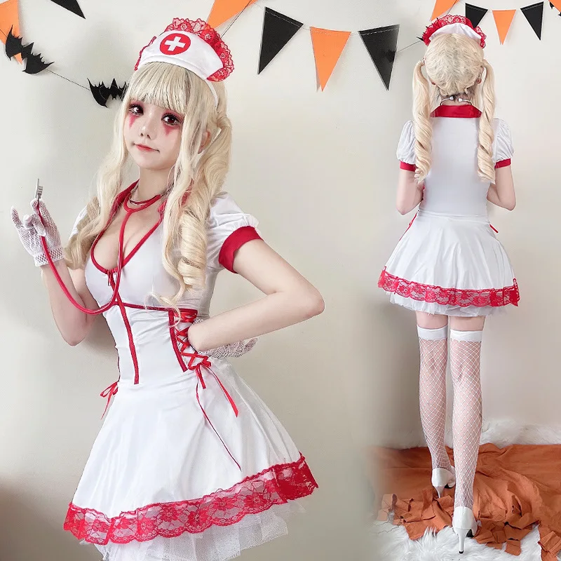 هالوين الكبار زي ماري ممرضة فستان الرعب غيبوبة زي الطبيب زي مثير فتاة حار كرنفال مرحلة الأداء