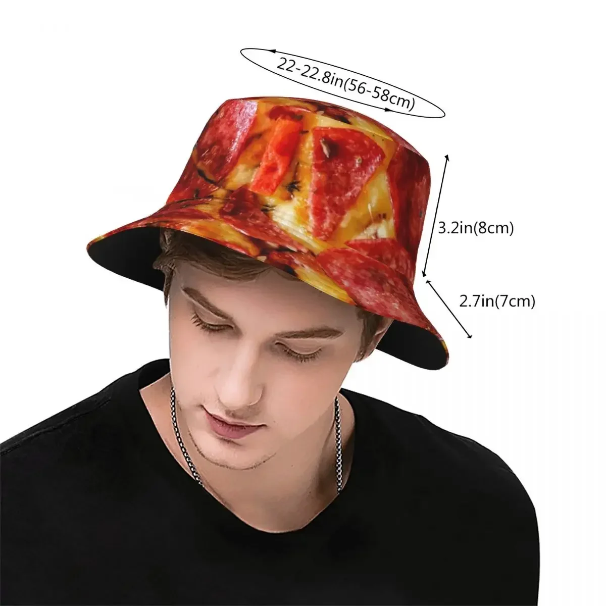 Pizza Close-Up Bucket Hats Panama For Kids Bob Hats Outdoor Cool Fisherman Hats For Summer Fishing Unisex Caps