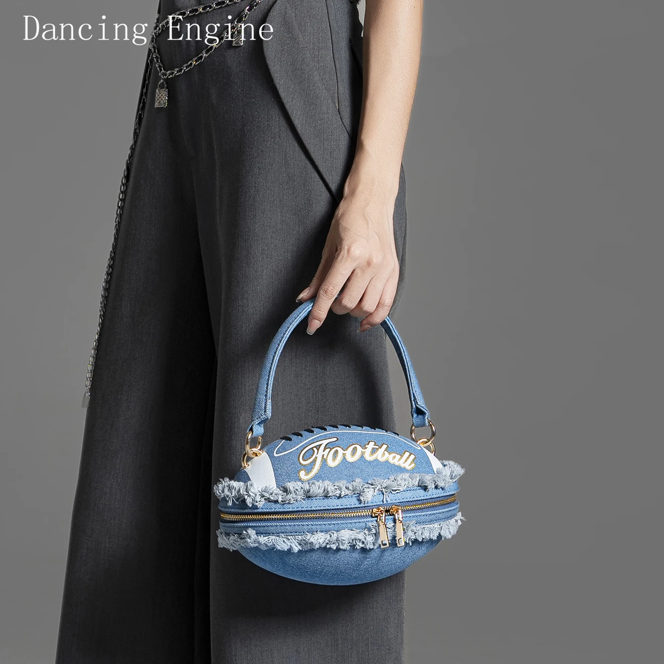 Purses and handbag luxury Designer Women's bag denim Ball shape Evening clutch Bag Purse view 2