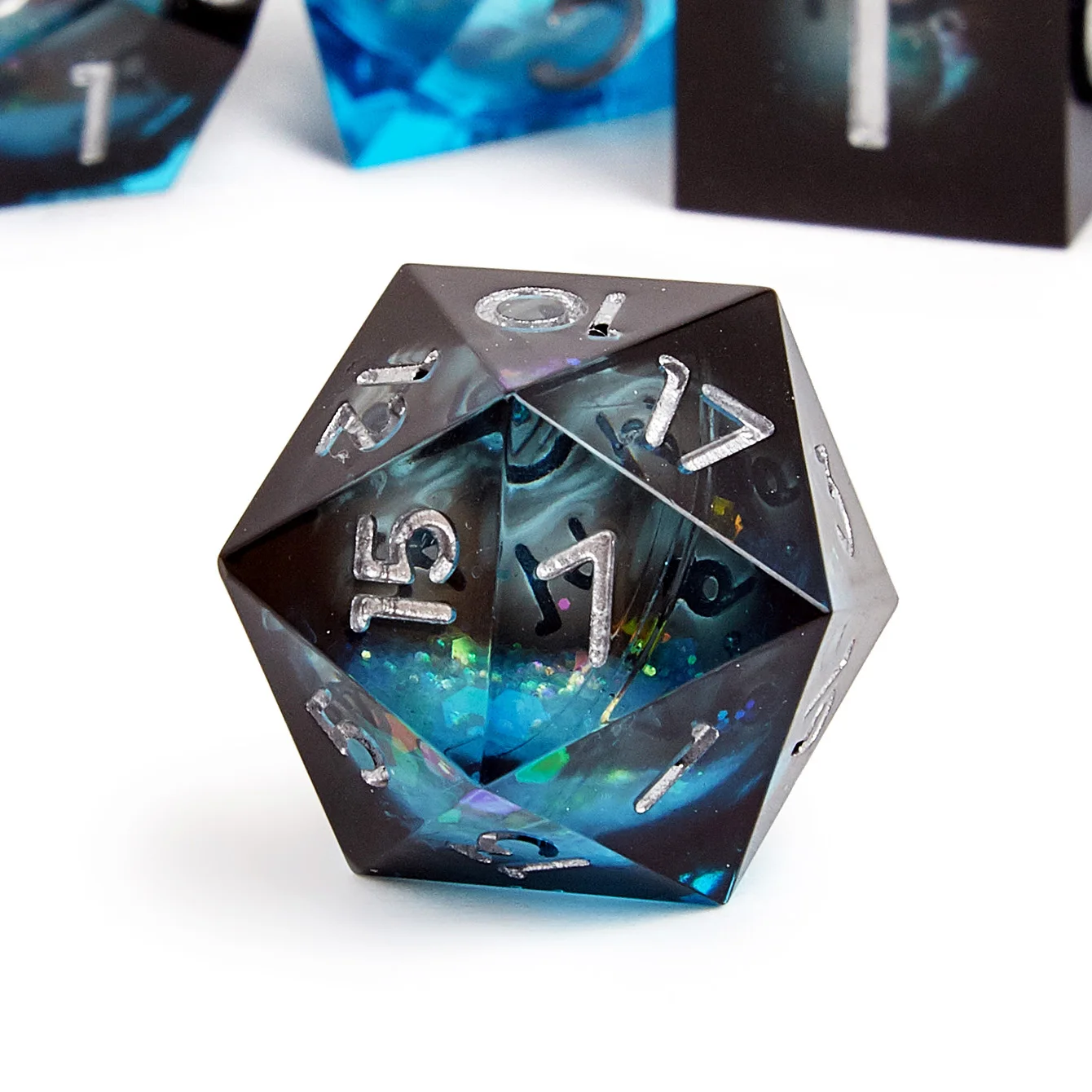 

D&D Dice Set - 7-Piece Sharp Edge Resin Dice with Sand Core, Clear Design for Dungeons & Dragons, Ideal Tabletop Games