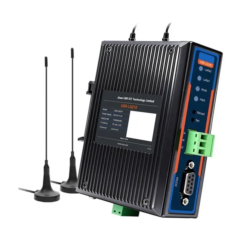 Hot Sale-MQTT USR-LG210 Lora Gateway 8KM Coverage 1RS485/232 Edge Computing Modbus TCP/RTU SX1262 Wireless Monitor Controller