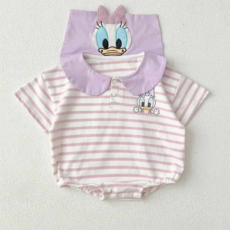 Cartoon Disney neonate body neonato calzini cappello 3 pezzi manica corta Donald Duck tuta in cotone tute infantili H2841-1