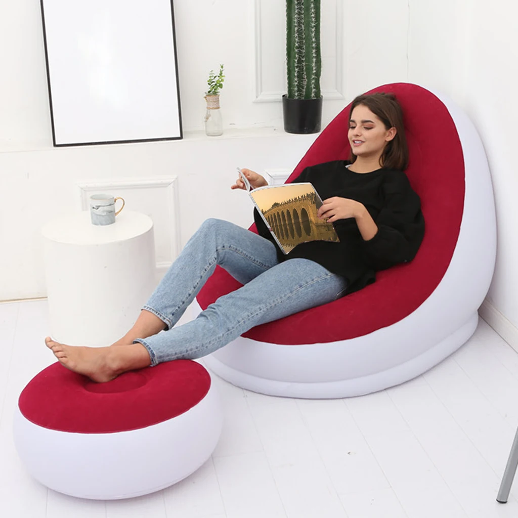 

Camping Chair Foldable Inflatable Ottoman PVC Waterproof Air Chair Ultralight Stool for Home Garden Outdoor Lounge