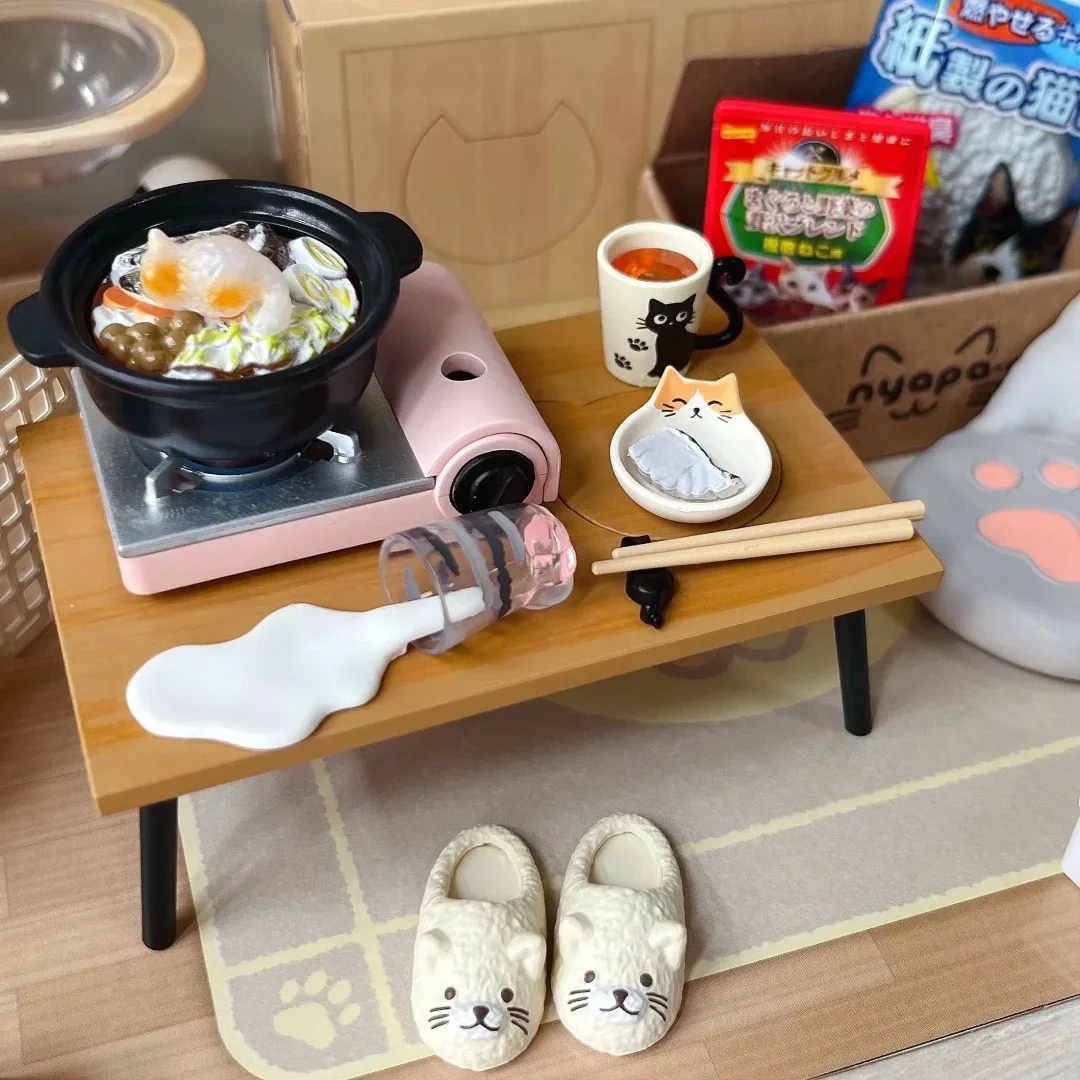 Re-ment Capsule Eat Play Cat My Daily Life with Cats Cat Cage Sleeping Sofa โต๊ะคอมพิวเตอร์ Cat Tree Miniature Desktop Blind Box