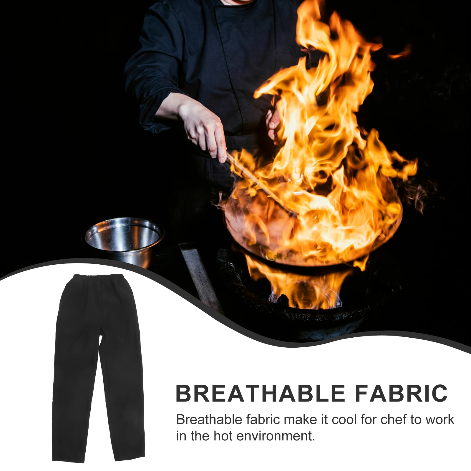 

Chef Breathable Black Pants Size L Wearproof Ideal for Restaurant Kitchen Canteen Uniform Chef Pants Arbeitshose Herren