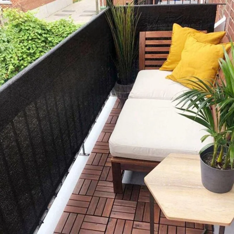 HDPE Black Balcony Privacy Screen Fence Windscreen Cover Fabric Shade Netting UV Protection for Patio Backyard Porch Railing