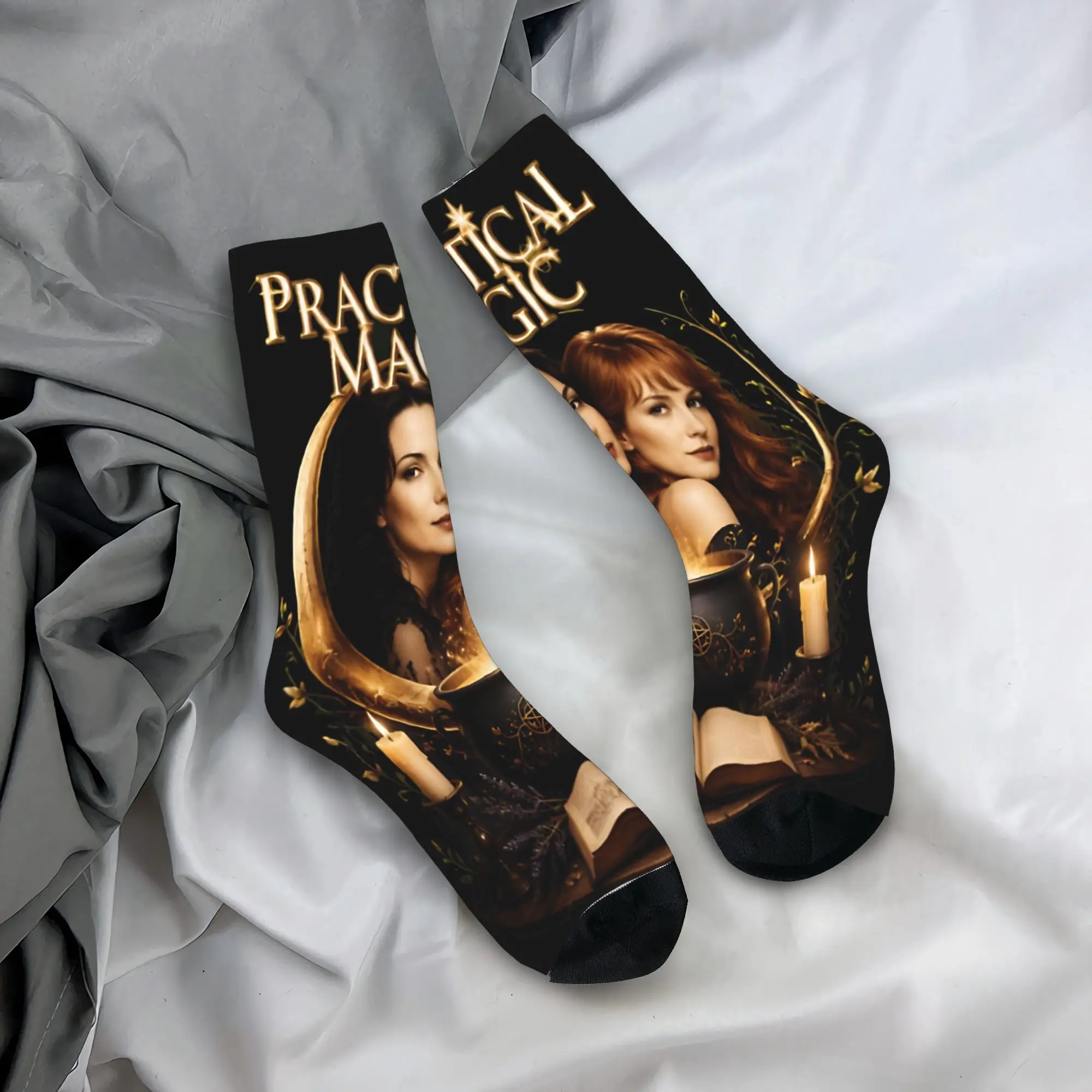 Trendy Men Women Crew Socks Practical Magic Witchcraft Spellcasting Occult Cauldron Pentagram Witchy Merchandise Cute