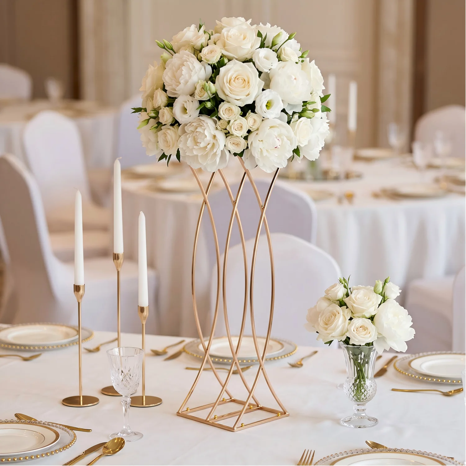 Trendiger Metall-Blumenständer für Hochzeiten, Geometrische Tischdekoration für Outdoor-Geburtstagsfeiern, Brautpartys und Einweihungsfeiern – Detail 1