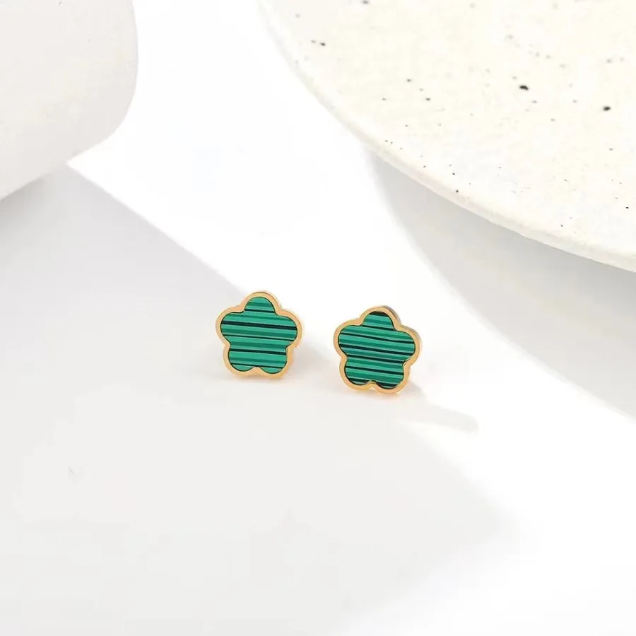 Stainless steel earrings female minority personality Korean version trend simple plum shell titanium steel earrings do not fade image 5