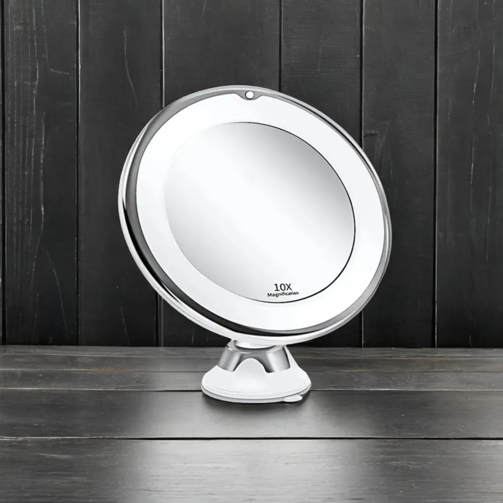 Illuminated 10x Magnifying Makeup Mirror with 360 Degree Rotation, 3 Color Lighting Modes, and Smart Switch - Ideal for Everyday