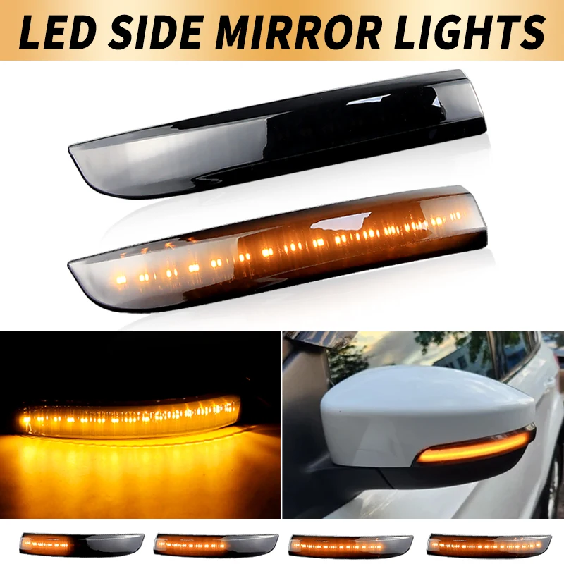 

2PCS For Ford Escape Kuga II EcoSport 2013 - 2019 Dynamic Turn Signal Indicator Lamps LED Warning Side Rearview Mirror Lights