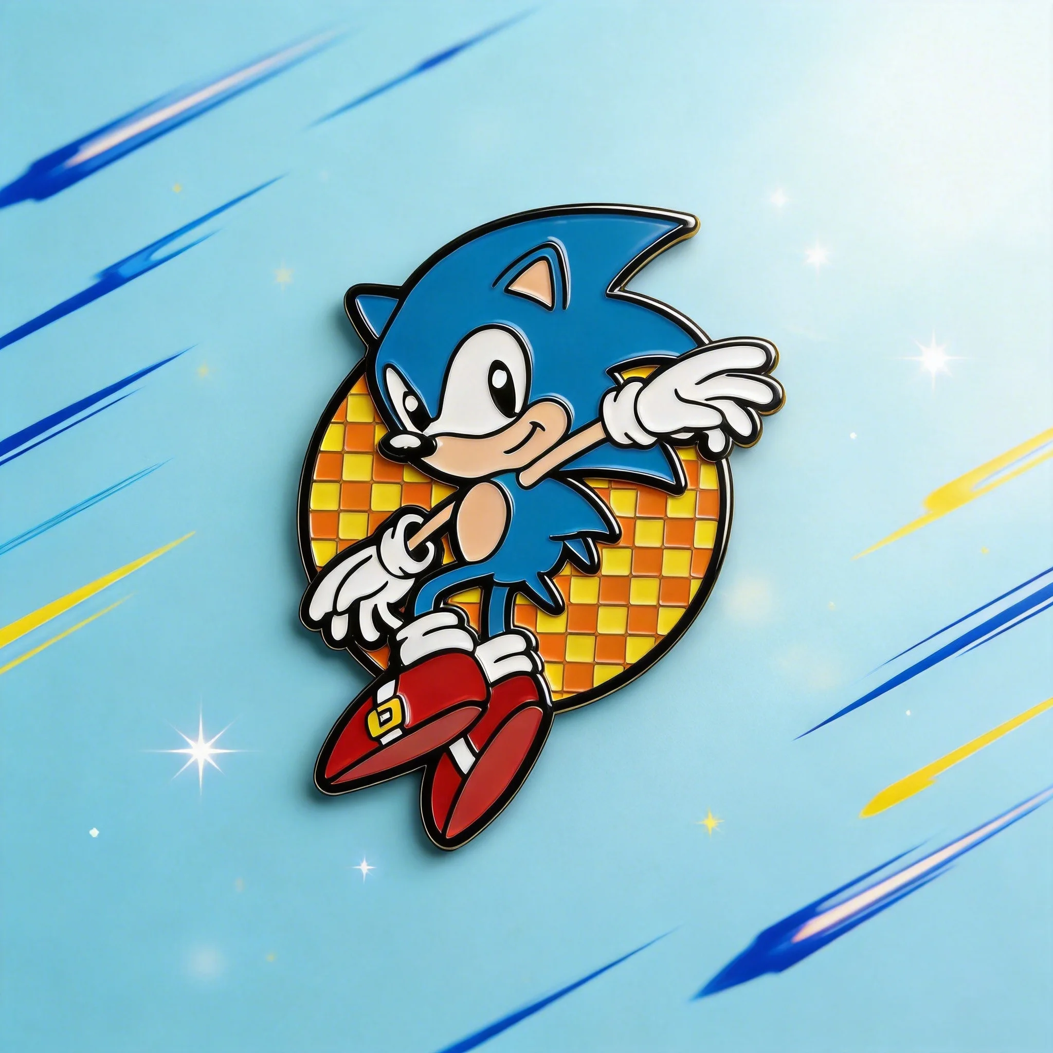 Orange Grid Jumps Through Childhood Memories Enamel Pin