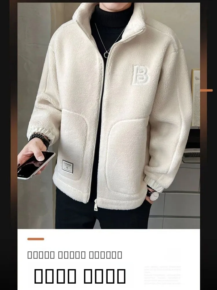 جديد 2025 معطف رجالي من Thiened Fce مبطن من فراء الضأن من القطن Jaet للربيع والخريف والشتاء غير رسمي من Faion Ci Sle بياقة واقفة #3