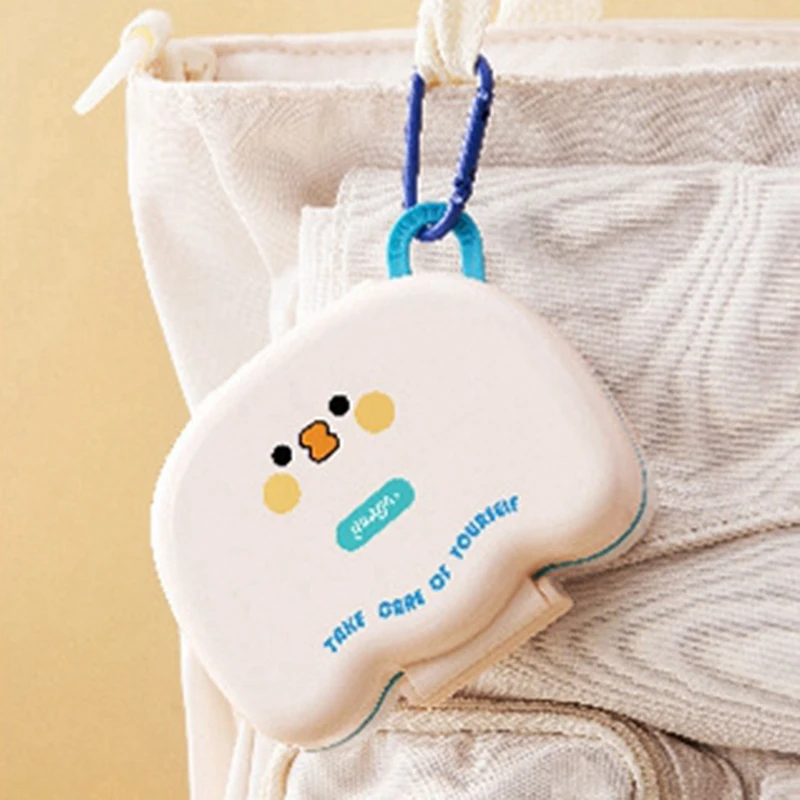 2Pcs Round Portable Plastic Medicine Box Cute Cartoon Sealed Moisture-Proof Multi-Compartment Storage