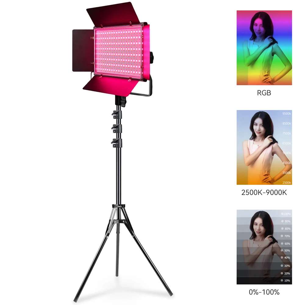 RGB Photography Light Camera Video Lighting 50W Bi-Color Dimmable 3200-5600K LED Camera Studio Streaming Lights Photo Shooting