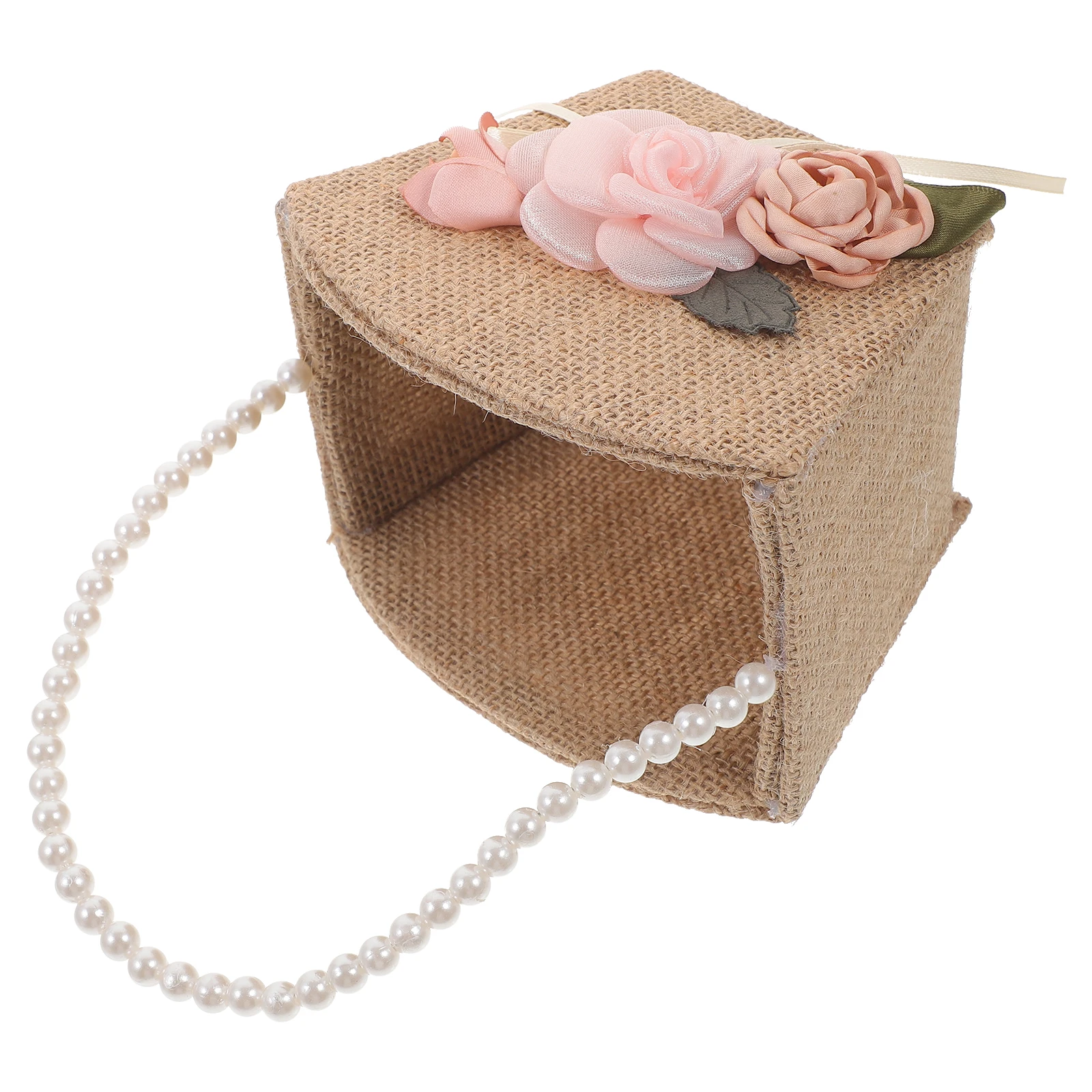 

Satin Pearl Children's Flower Basket 13.5x21 Pink Coffee Wedding Storage Baskets for Bridal Shower Petals Kids H