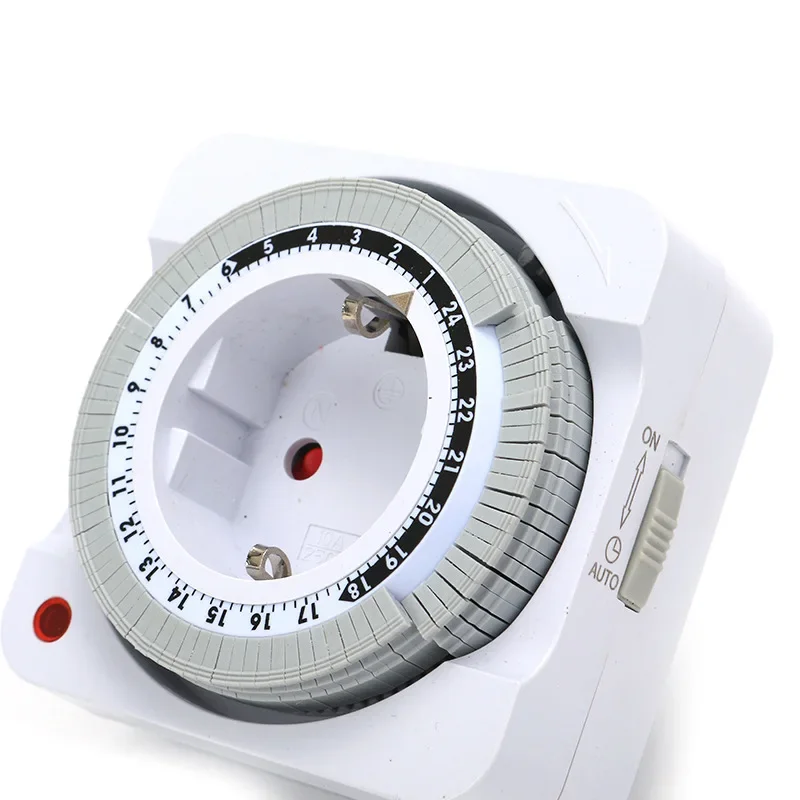 EU Plug 24 Hours Timer Switch Plug in Mechanical Grounded Programmable Smart Countdown loop Switch Socket Indoor Auto Power off