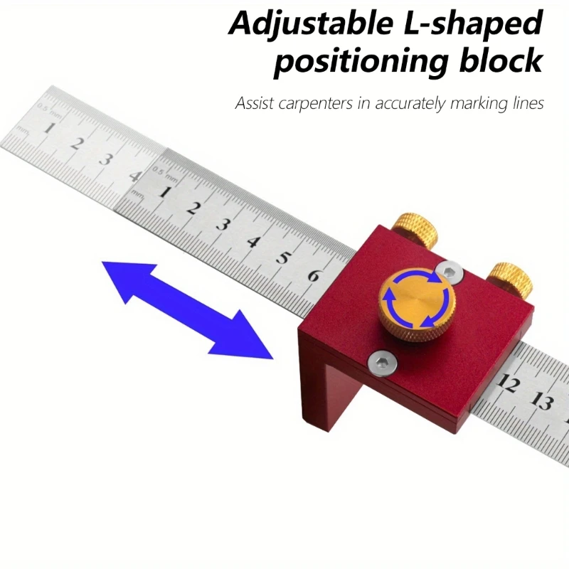 Woodworking Scribing Tool With Adjustable L Shaped Positioning Block for Carpentry Work