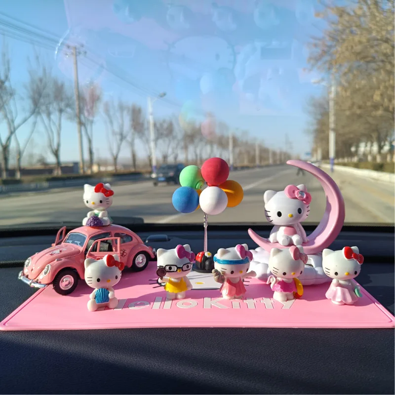 

2024 Hellokittys Car Interior Decoration Cute Model Anime Cartoon Center Console Ornaments Kawaii Resin Car For Accessories Gift