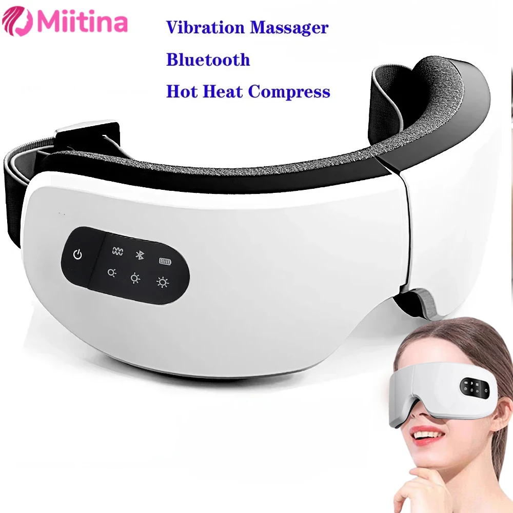 

6D Smart Eye Massager Airbag Hot Compress Bluetooth Music Vibration Heating Eye Massage Care Relax Fatigue Rest Travel Foldable