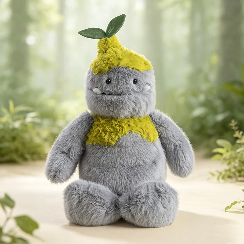 65cm Kreatives Waldgeist-Plüschtier Weiches Graues Stoffmonster mit Blattkopf Niedliches Plüschtier Kindergeschenk Heim- und Zimmerdekoration