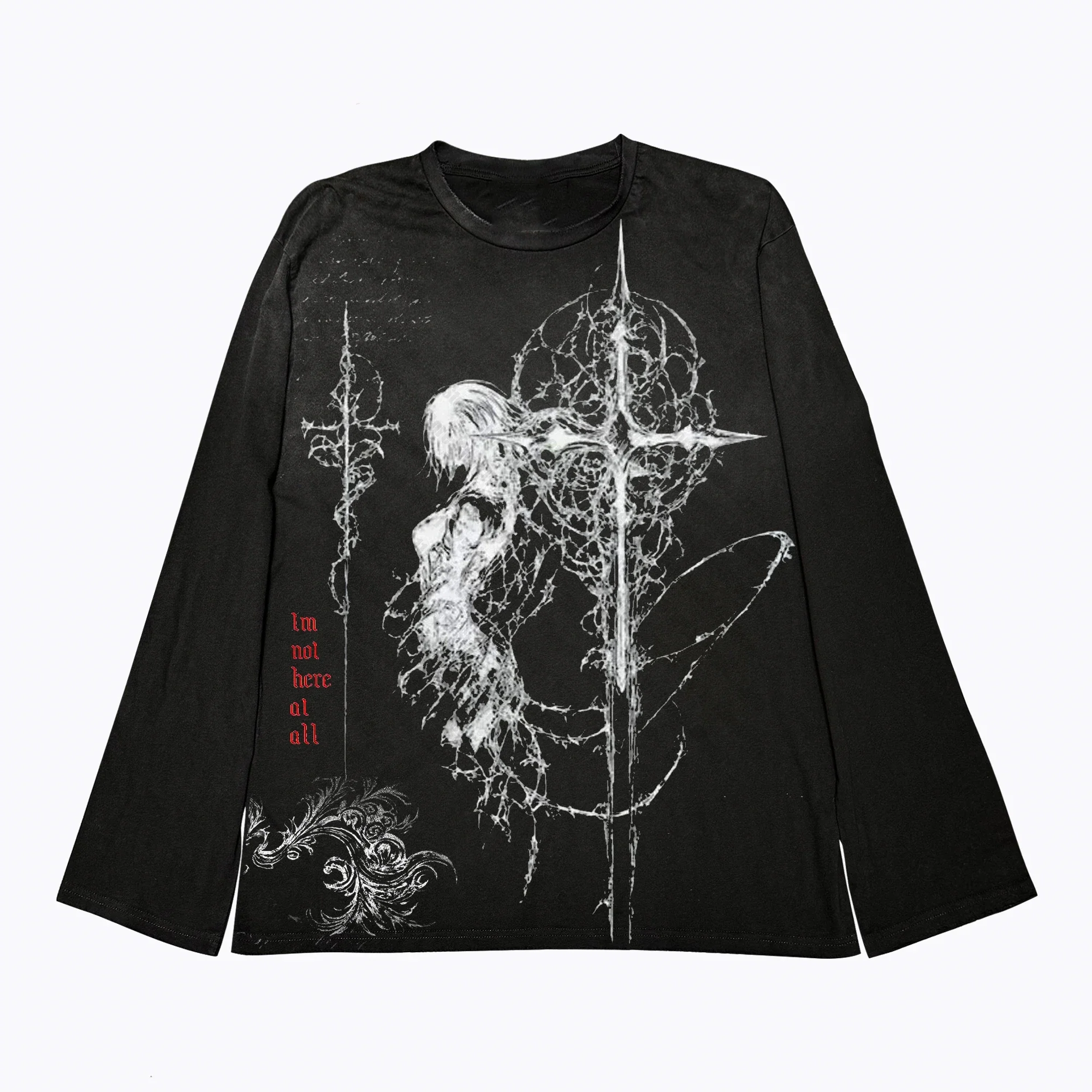 Woman Oversized Clothes Y2k Tops Graphic T Shirts Goth Style Long Sleeve Kpop Gothic Crop Top Women Kawaii Men's Sports T-shirt