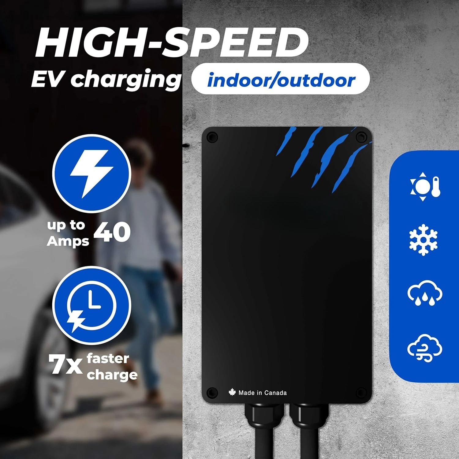 Level 2 240V / 40A Electric Vehicle (EV) Charger, UL Certified, Metal Case Enclosure