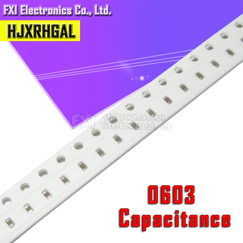 100pcs 0603 50V SMD Thick Film hjxrhgal Chip Multilayer Ceramic Capacitor 0.5pF-22uF 10NF 100NF 1UF 2.2UF 4.7UF 10UF 1PF 6PF