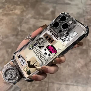 Anime Cool Nana Osaki Line Plating Case for iPhone 16 15 14 13 12 11 PRO MAX XR XSMAX 7 8 6 Plus Y2K Anti-Fall Airabagカバー 10ベストセールスナナケース-1