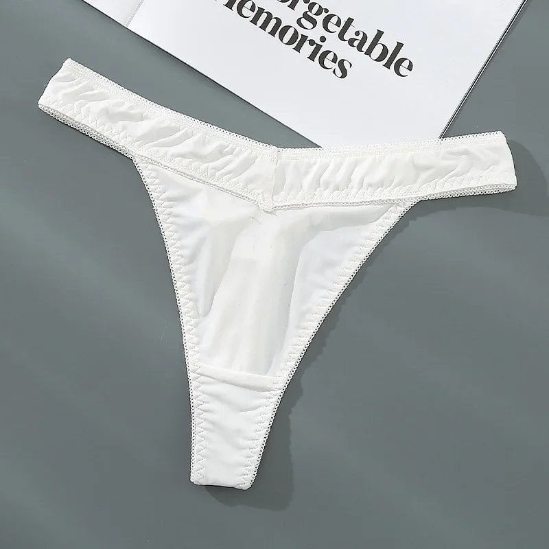 

2024 Seamless Panties Ice Silk Seamless Panties For Women Soft Thin Thongs Woman Satin Underwear Female Bikini String Panties