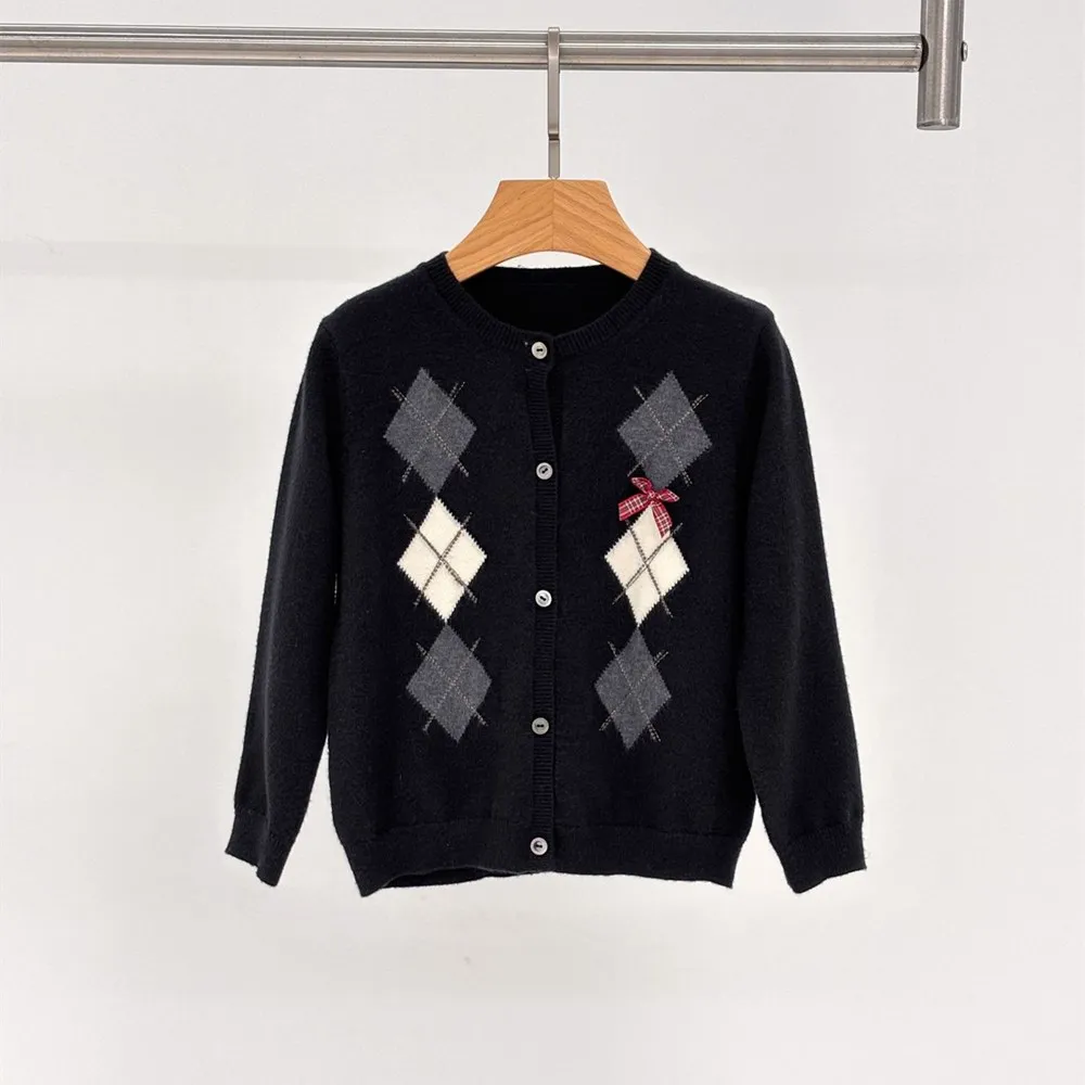

Student style sweater cardigan kids girl clothes baby coat Japanese-style embroidered cartoon wool cardigan