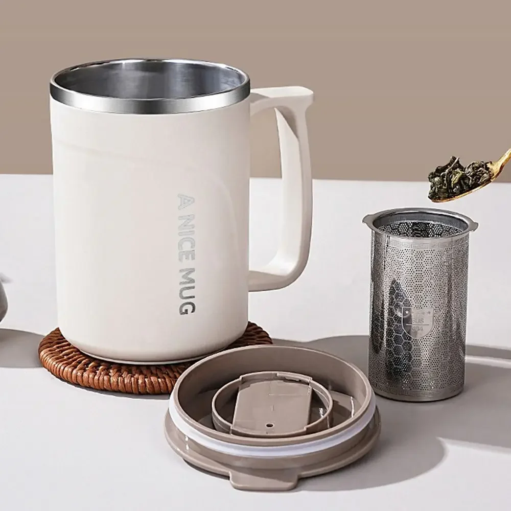 

Изолированная кофейная чашка на 500 мл, двухслойная вакуумная бутылка для воды из нержавеющей стали с ситечком для чая, простая чашка-термос для спорта на открытом воздухе