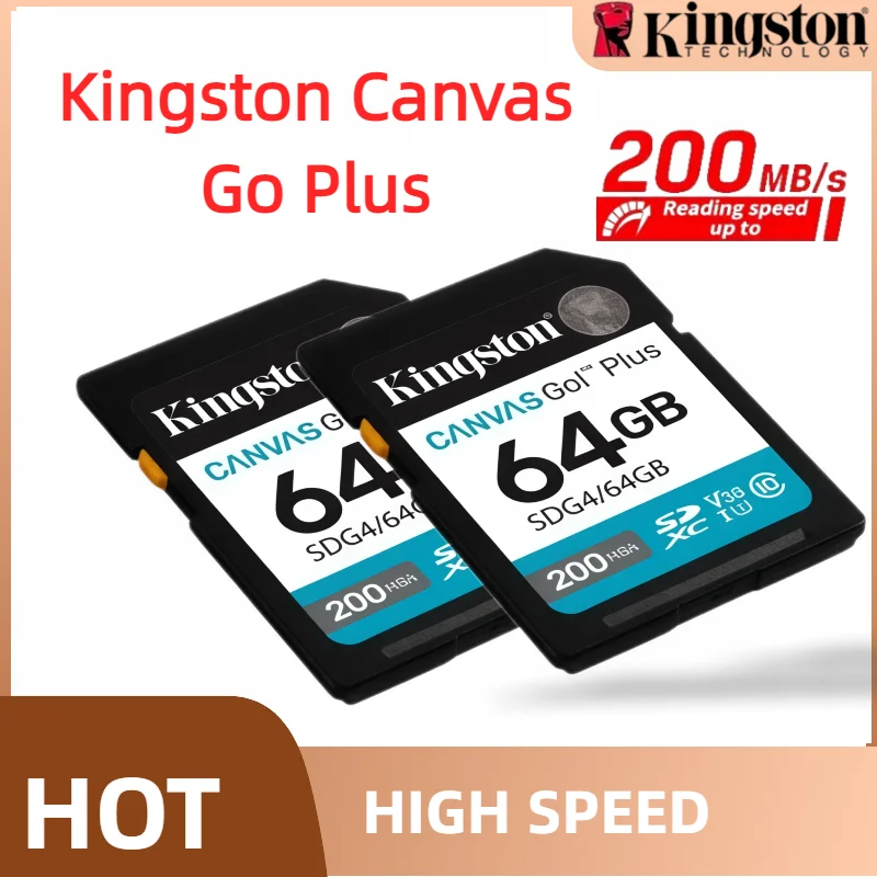 Kingston SD Card 128Gb 64Gb 256Gb 512Gb Canvas Go Plus memory card Class10 U3 V30 Cartao de SDXC 4K video Carte sd for Camera