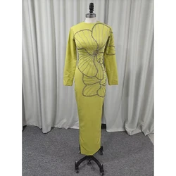 Customized Vintage O-Neck Long Sleeves Evening Dresses Crystals Beadings Ankle Length Prom Dresses For Women Formal Party Dress