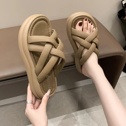 Sandal Slippers Women Summer Outer Fashion 2024 New Height Increasing Thick Bottom Leisure Beach Sandals  One Word Drag