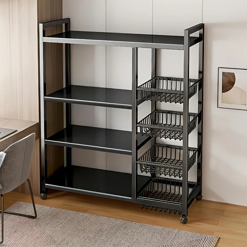 

Versatile Metal Storage Cabinet With Wheels - Multi-Layer Organizer For Kitchen, Living Room